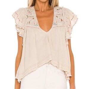 Free People Hailey Embroidered Top $118
